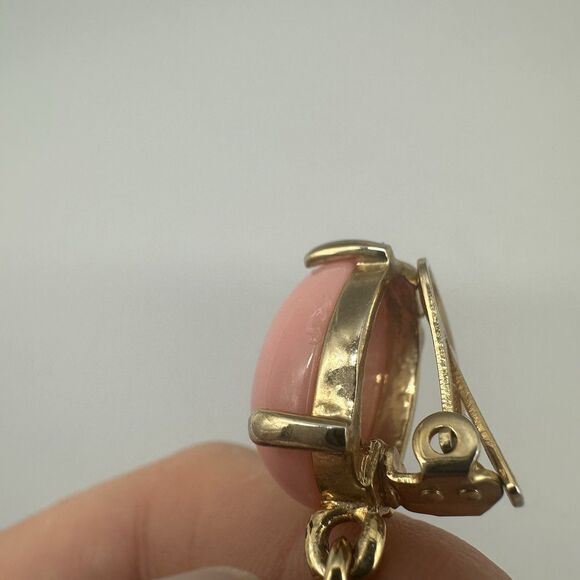 Vintage Faux Coral Glass Designer Runway Earrings Clips - Picture 5 of 7